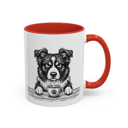 Grumpy Border Collie Coffee Club — Art Print / Mug