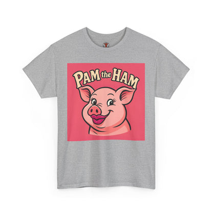 Pam the Ham Unisex Heavy Cotton Tee | Fun Graphic T-Shirt, Gift for Pig Lovers, Cute Animal Shirt, Casual Wear, Quirky Design