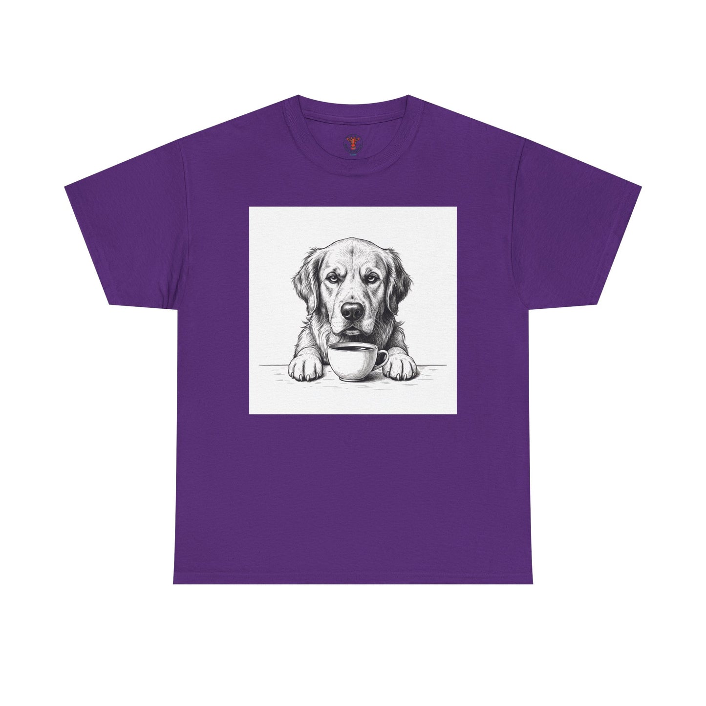 Grumpy Golden Retriever Coffee Club, T-Shirt – Realistic Illustration Tee for Dog Lovers