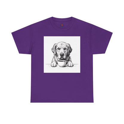 Grumpy Golden Retriever Coffee Club, T-Shirt – Realistic Illustration Tee for Dog Lovers