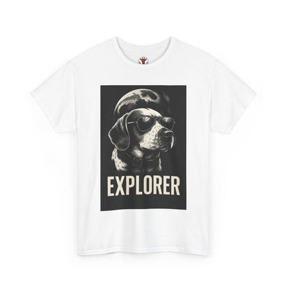 Explorer Dog Unisex Heavy Cotton Tee, Funny Pet Lover Gift, Adventure T-Shirt, Cool Animal Design, Dog Lover Apparel, Casual Tee