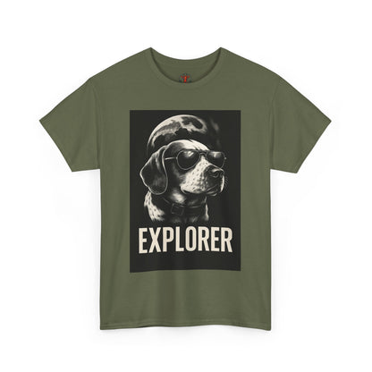 Explorer Dog Unisex Heavy Cotton Tee, Funny Pet Lover Gift, Adventure T-Shirt, Cool Animal Design, Dog Lover Apparel, Casual Tee