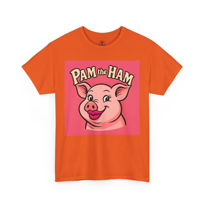 Pam the Ham Unisex Heavy Cotton Tee | Fun Graphic T-Shirt, Gift for Pig Lovers, Cute Animal Shirt, Casual Wear, Quirky Design