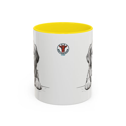 Golden Retriever Coffee Mug — Cute Dog with Coffee Illustration (11/15oz Accent Mug)
