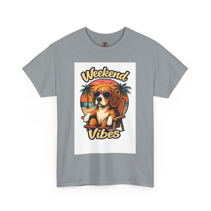 Weekend Vibes Unisex Heavy Cotton Tee, Dog Lover's Shirt, Summer Tee, Casual Wear, Fun Gift for Pet Owners