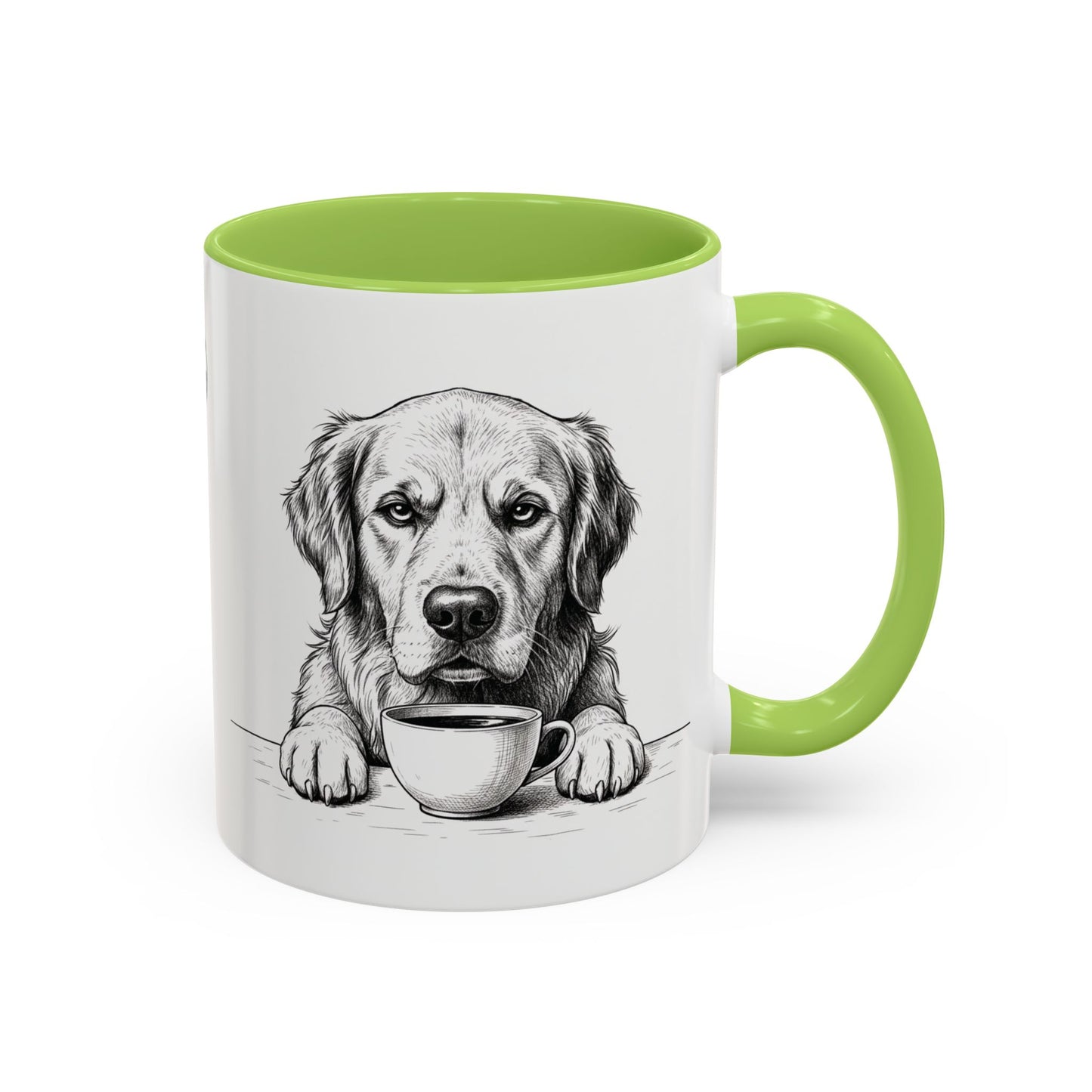 Golden Retriever Coffee Mug — Cute Dog with Coffee Illustration (11/15oz Accent Mug)