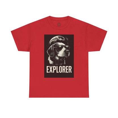 Explorer Dog Unisex Heavy Cotton Tee, Funny Pet Lover Gift, Adventure T-Shirt, Cool Animal Design, Dog Lover Apparel, Casual Tee