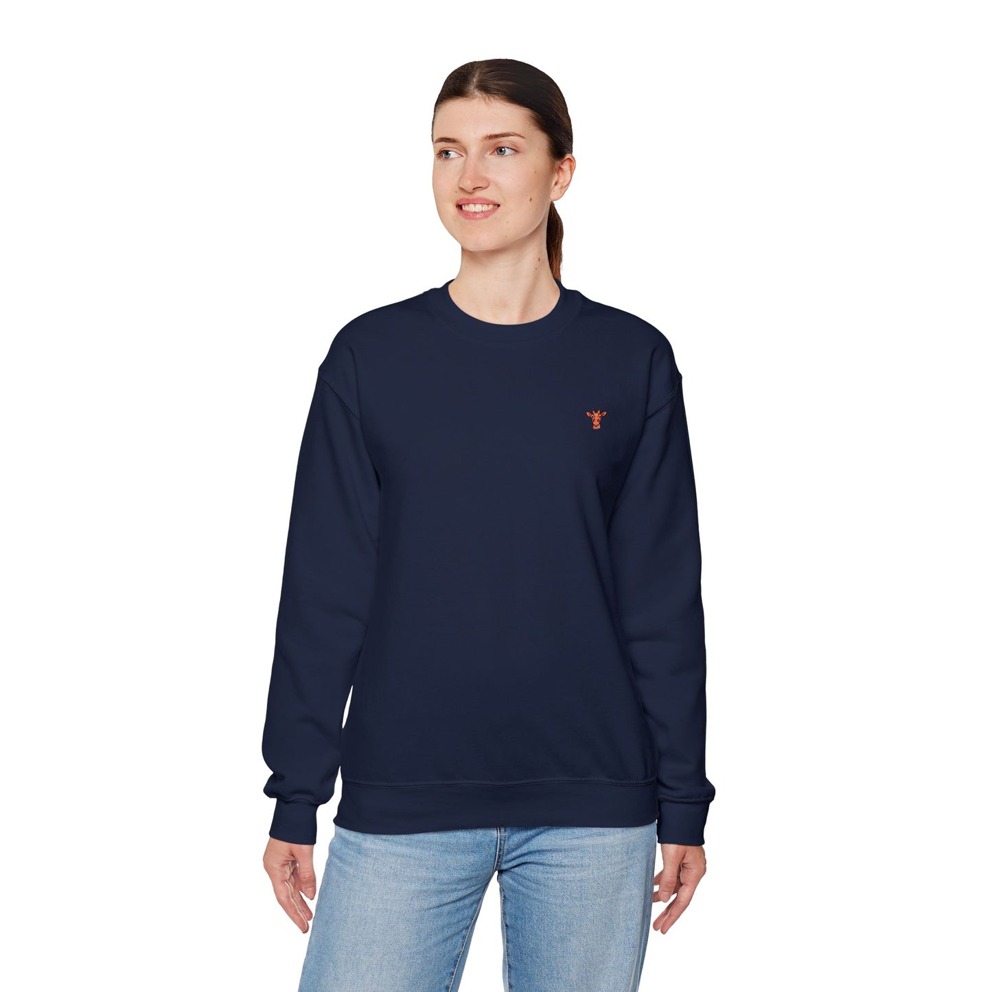 Embroidered Tiny Giraffe Britor classic Crewneck Sweatshirt — Minimal Animal Lover classy Pullover