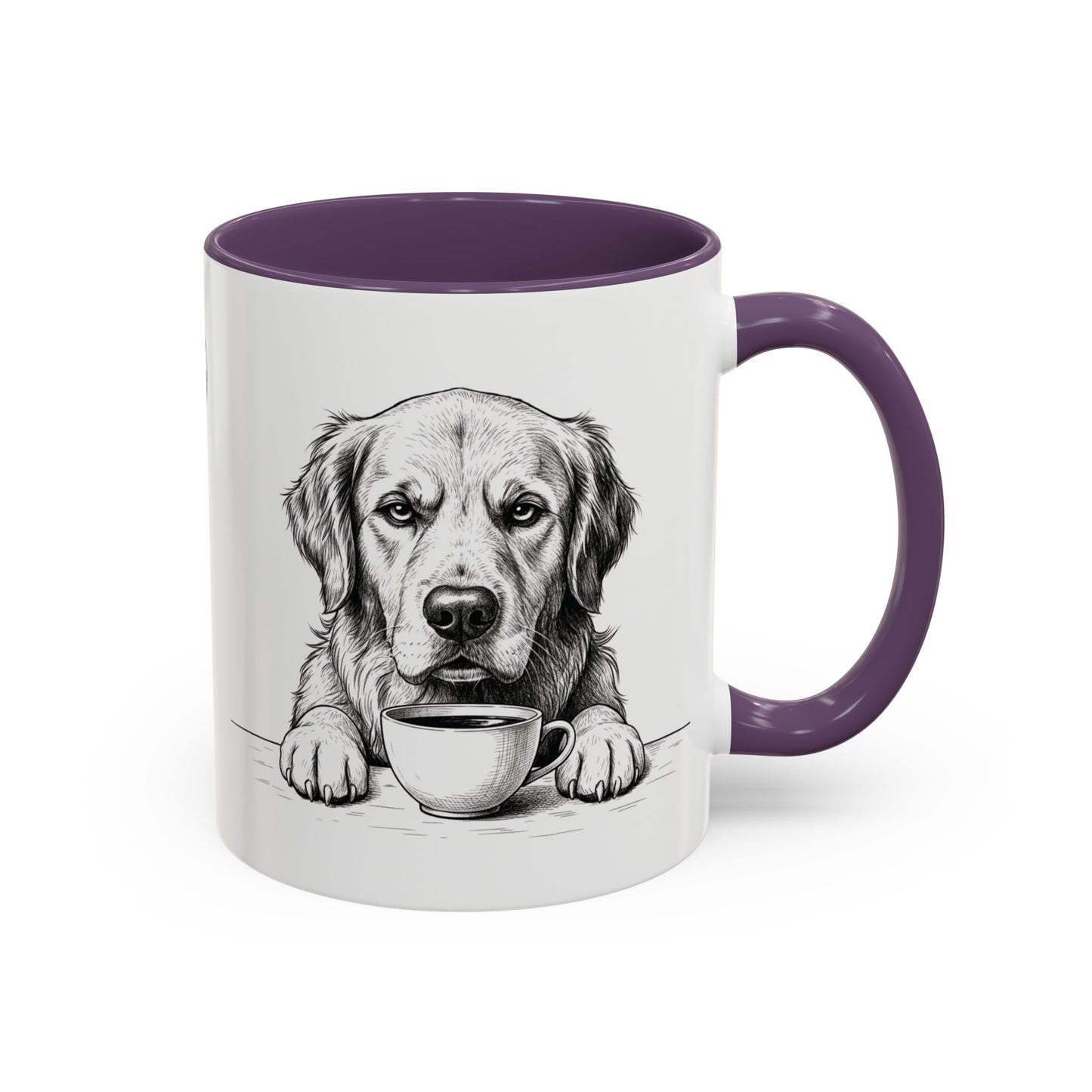 Golden Retriever Coffee Mug — Cute Dog with Coffee Illustration (11/15oz Accent Mug)