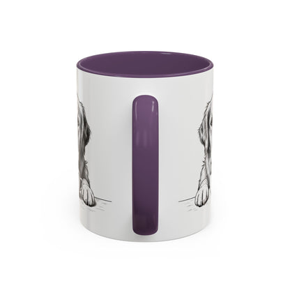 Golden Retriever Coffee Mug — Cute Dog with Coffee Illustration (11/15oz Accent Mug)