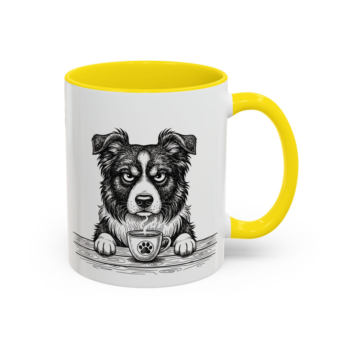 Grumpy Border Collie Coffee Club — Art Print / Mug