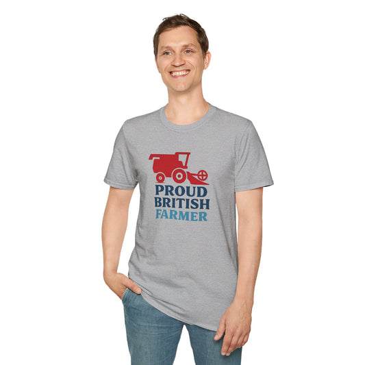 Farmer T-Shirt - Proud British Farmer, Combine Harvester Design