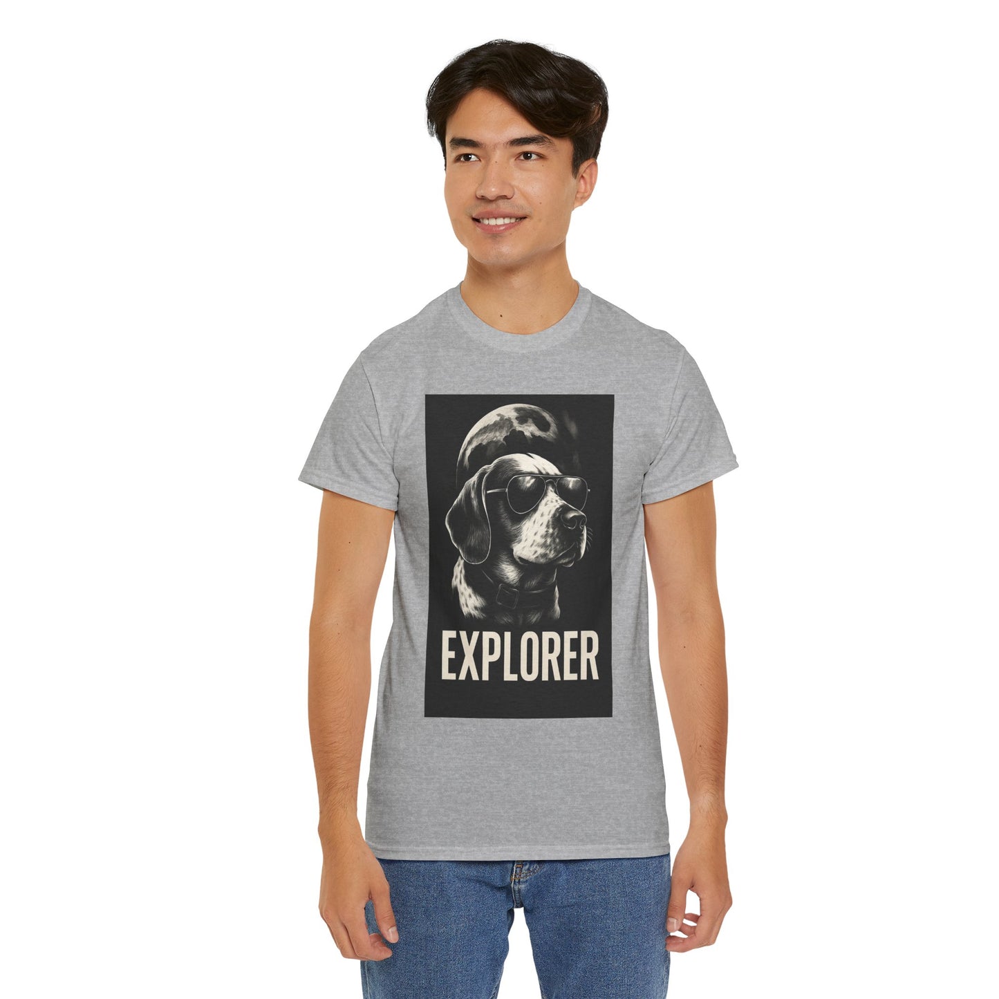 Explorer Dog Unisex Heavy Cotton Tee, Funny Pet Lover Gift, Adventure T-Shirt, Cool Animal Design, Dog Lover Apparel, Casual Tee