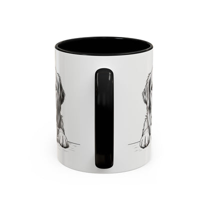 Golden Retriever Coffee Mug — Cute Dog with Coffee Illustration (11/15oz Accent Mug)