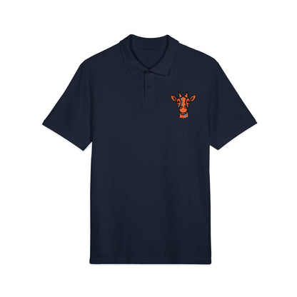 Embroidered Britor classic Giraffe Patch Polo Shirt — White Pique Polo