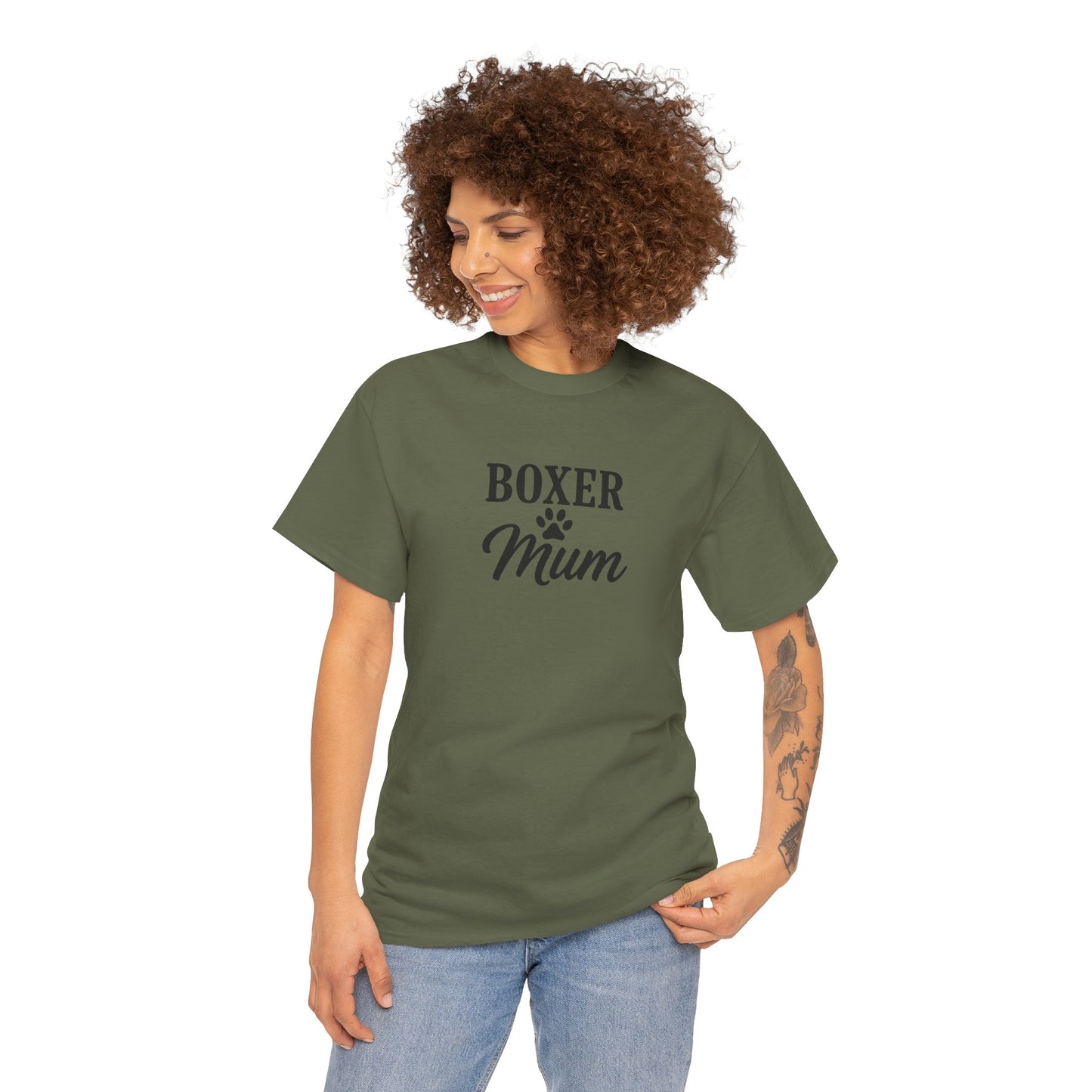 Boxer Mum Unisex Heavy Cotton Tee | Dog Lover Gift, Pet Owner Apparel, Funny Dog Mom Shirt, Birthday Gift for Boxer Owners