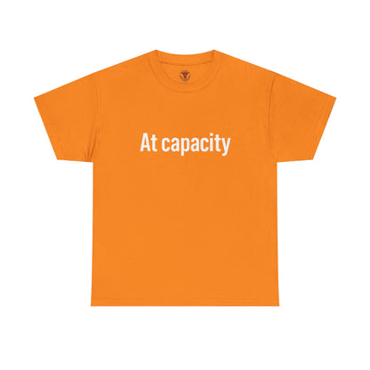 At Capacity Unisex Heavy Cotton Tee | Comfortable Casual Wear, Gift for Friends, Unique Statement Shirt, Everyday Essentials, Unisex Fashion