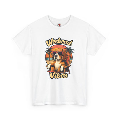 Weekend Vibes Unisex Heavy Cotton Tee, Dog Lover's Shirt, Summer Tee, Casual Wear, Fun Gift for Pet Owners