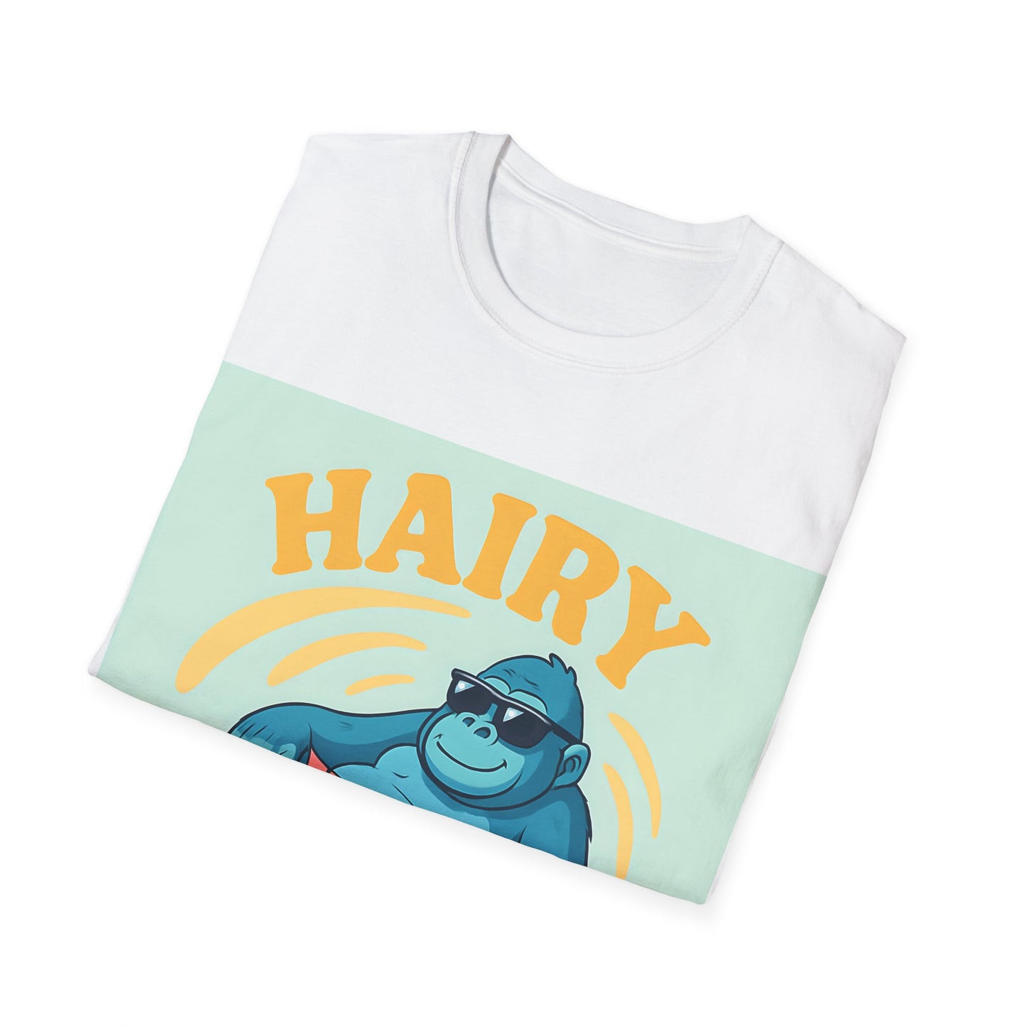 Hairy Pool Day Unisex Softstyle T-Shirt, Funny Summer Tee, Beach Party Shirt, Gorilla Graphic Shirt, Perfect Gift for Pool Lovers