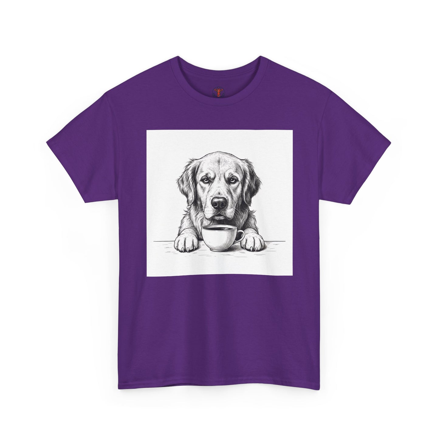 Grumpy Golden Retriever Coffee Club, T-Shirt – Realistic Illustration Tee for Dog Lovers