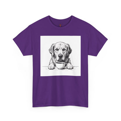 Grumpy Golden Retriever Coffee Club, T-Shirt – Realistic Illustration Tee for Dog Lovers