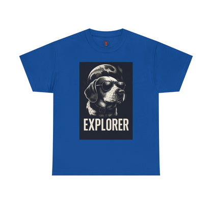 Explorer Dog Unisex Heavy Cotton Tee, Funny Pet Lover Gift, Adventure T-Shirt, Cool Animal Design, Dog Lover Apparel, Casual Tee