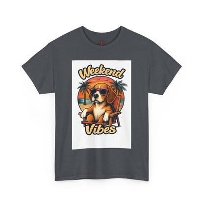 Weekend Vibes Unisex Heavy Cotton Tee, Dog Lover's Shirt, Summer Tee, Casual Wear, Fun Gift for Pet Owners