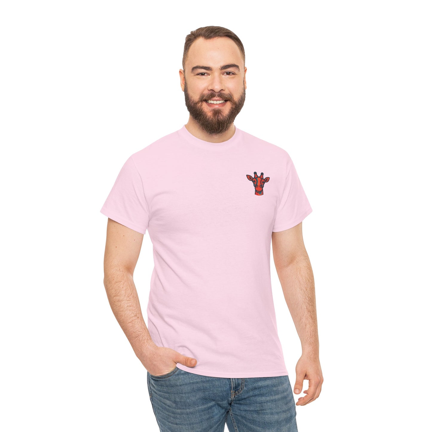 Britor classic logo Giraffe  Patch Tee — Small Chest Embroidered Giraffe Graphic T-Shirt