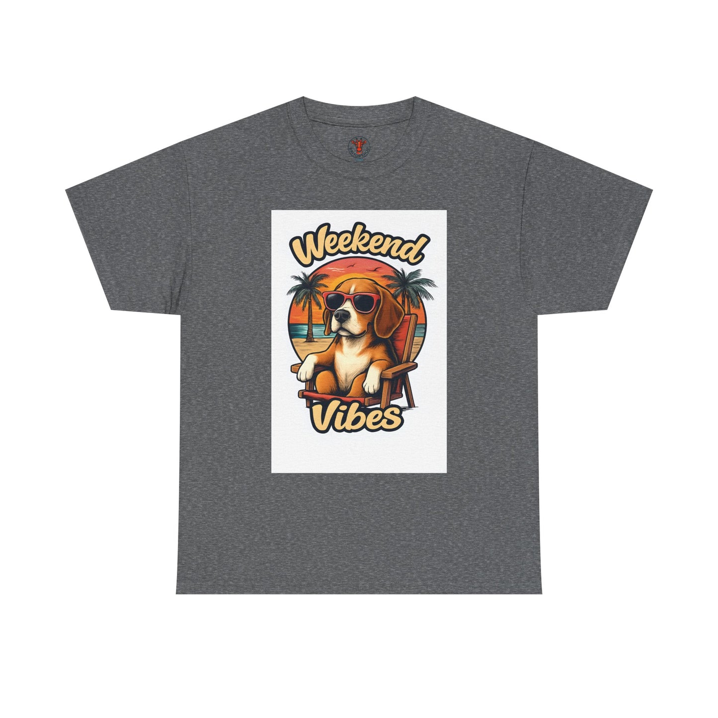 Weekend Vibes Unisex Heavy Cotton Tee, Dog Lover's Shirt, Summer Tee, Casual Wear, Fun Gift for Pet Owners