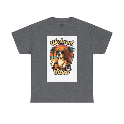 Weekend Vibes Unisex Heavy Cotton Tee, Dog Lover's Shirt, Summer Tee, Casual Wear, Fun Gift for Pet Owners