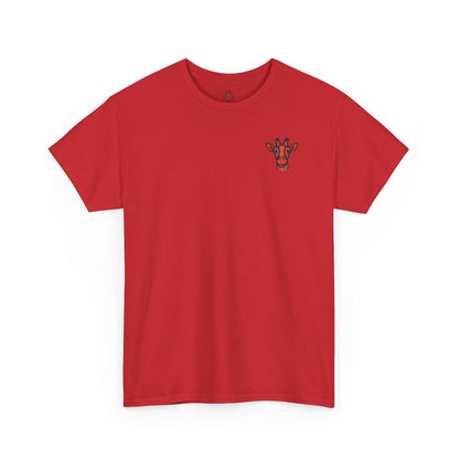Britor classic logo Giraffe  Patch Tee — Small Chest Embroidered Giraffe Graphic T-Shirt