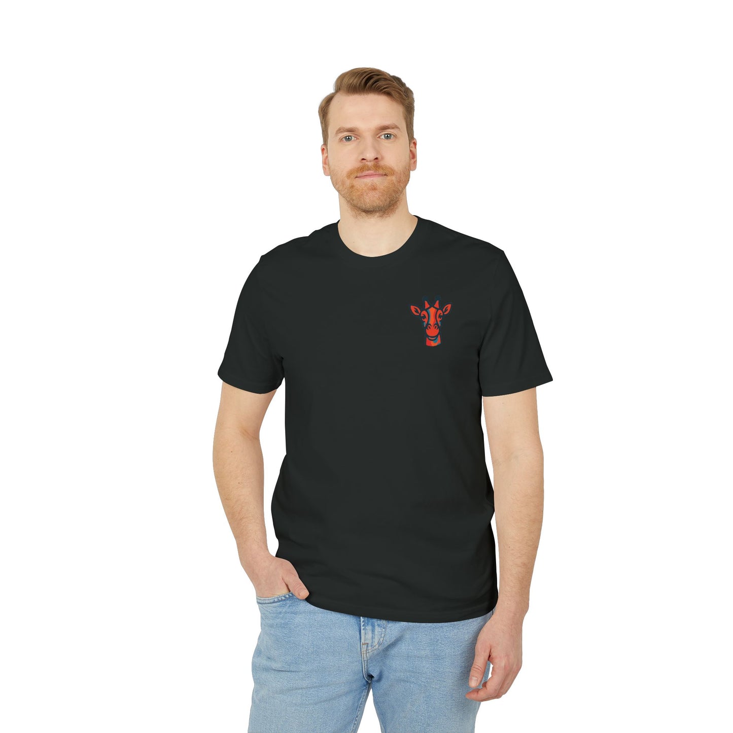 Britor classic Giraffe logo Mini Patch T-Shirt — Cute Chest Graphic Tee for Animal Lovers