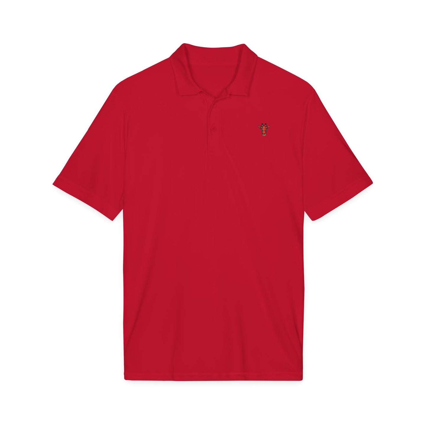Embroidered Giraffe Polo Shirt — Lightweight White Performance Golf Polo