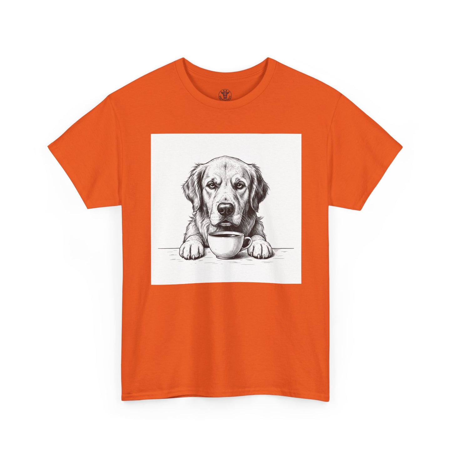 Grumpy Golden Retriever Coffee Club, T-Shirt – Realistic Illustration Tee for Dog Lovers