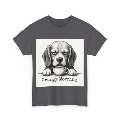 Grumpy Morning Dog Tee - Unisex Heavy Cotton Shirt for Pet Lovers, Funny Gift, Cute Dog Apparel, Casual Wear, Everyday Comfort