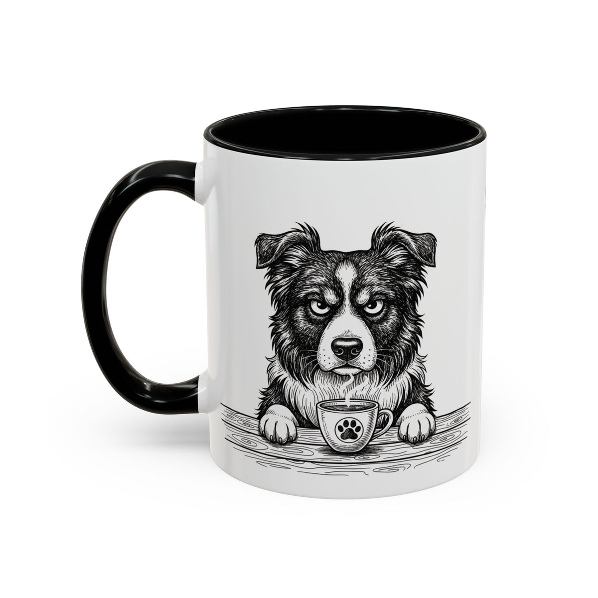 Grumpy Border Collie Coffee Club — Art Print / Mug