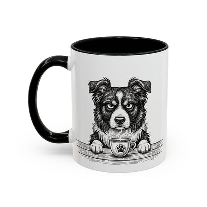 Grumpy Border Collie Coffee Club — Art Print / Mug