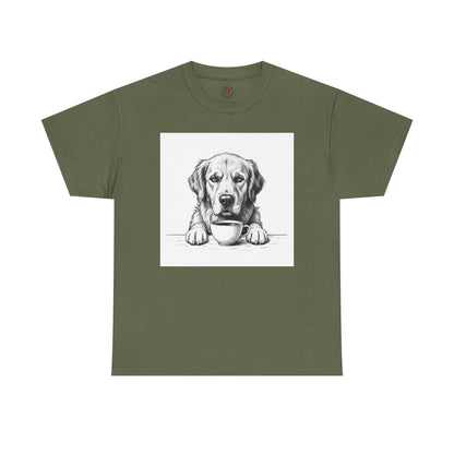 Grumpy Golden Retriever Coffee Club, T-Shirt – Realistic Illustration Tee for Dog Lovers