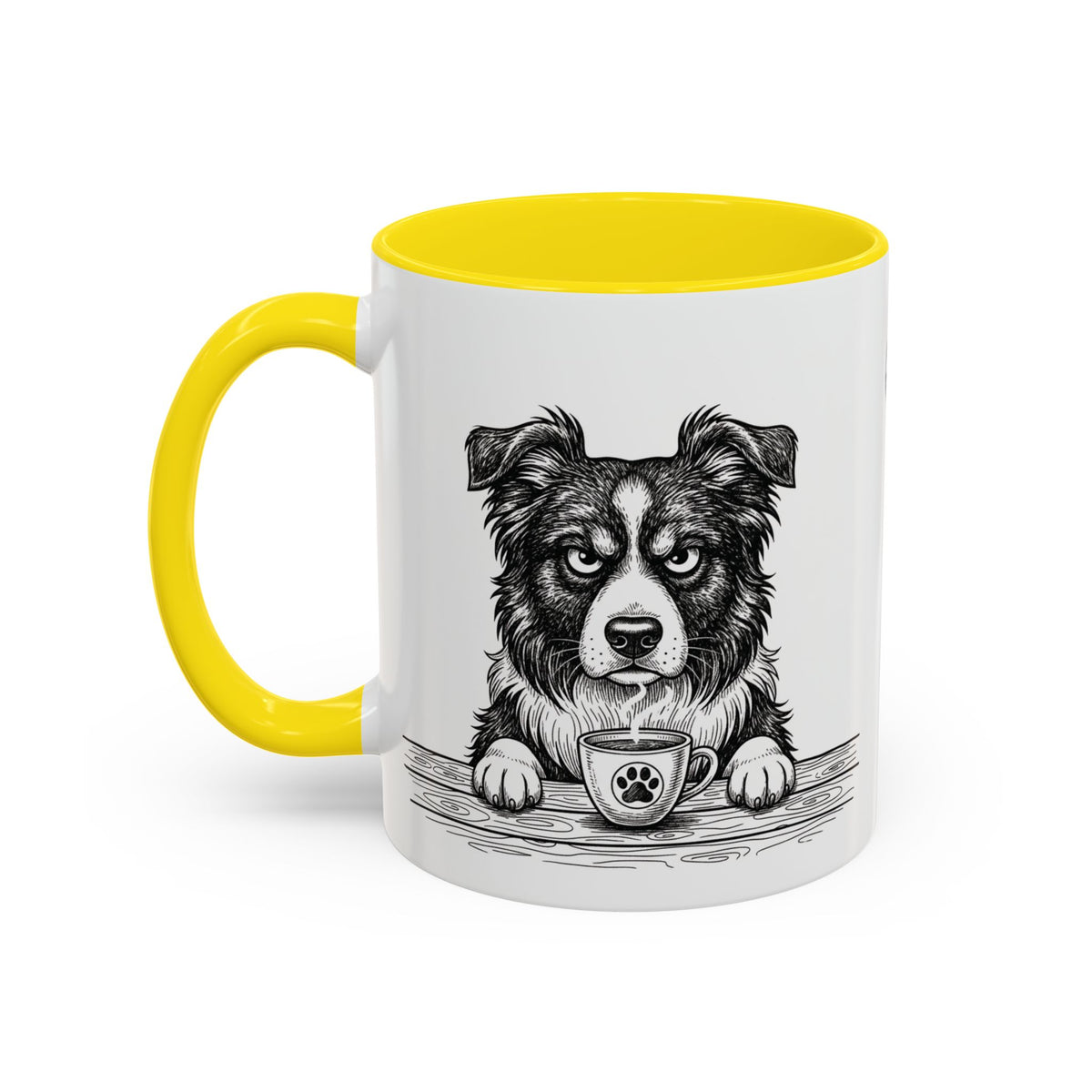 Grumpy Border Collie Coffee Club — Art Print / Mug