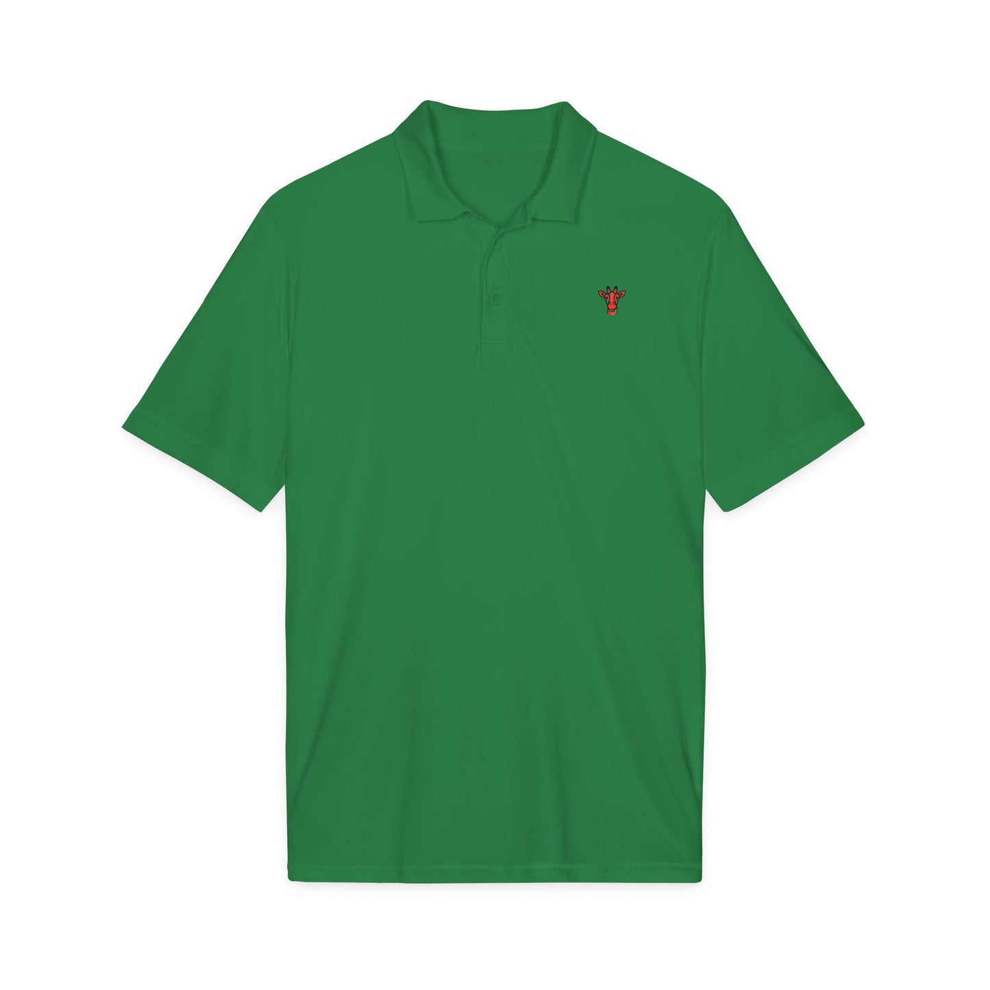 Embroidered Giraffe Polo Shirt — Lightweight White Performance Golf Polo