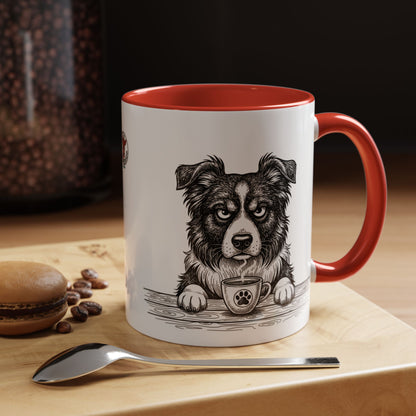 Grumpy Border Collie Coffee Club — Art Print / Mug