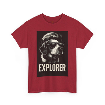 Explorer Dog Unisex Heavy Cotton Tee, Funny Pet Lover Gift, Adventure T-Shirt, Cool Animal Design, Dog Lover Apparel, Casual Tee