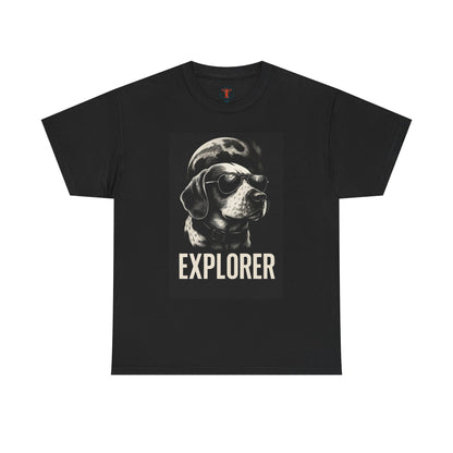 Explorer Dog Unisex Heavy Cotton Tee, Funny Pet Lover Gift, Adventure T-Shirt, Cool Animal Design, Dog Lover Apparel, Casual Tee