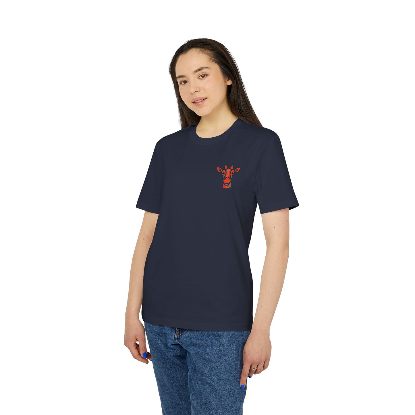 Britor classic Giraffe logo Mini Patch T-Shirt — Cute Chest Graphic Tee for Animal Lovers