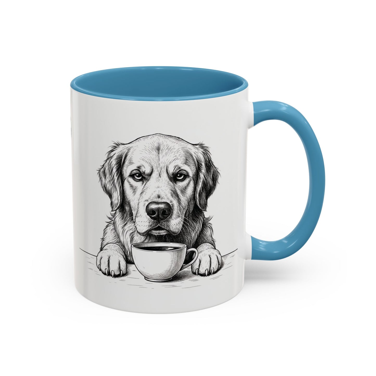 Golden Retriever Coffee Mug — Cute Dog with Coffee Illustration (11/15oz Accent Mug)