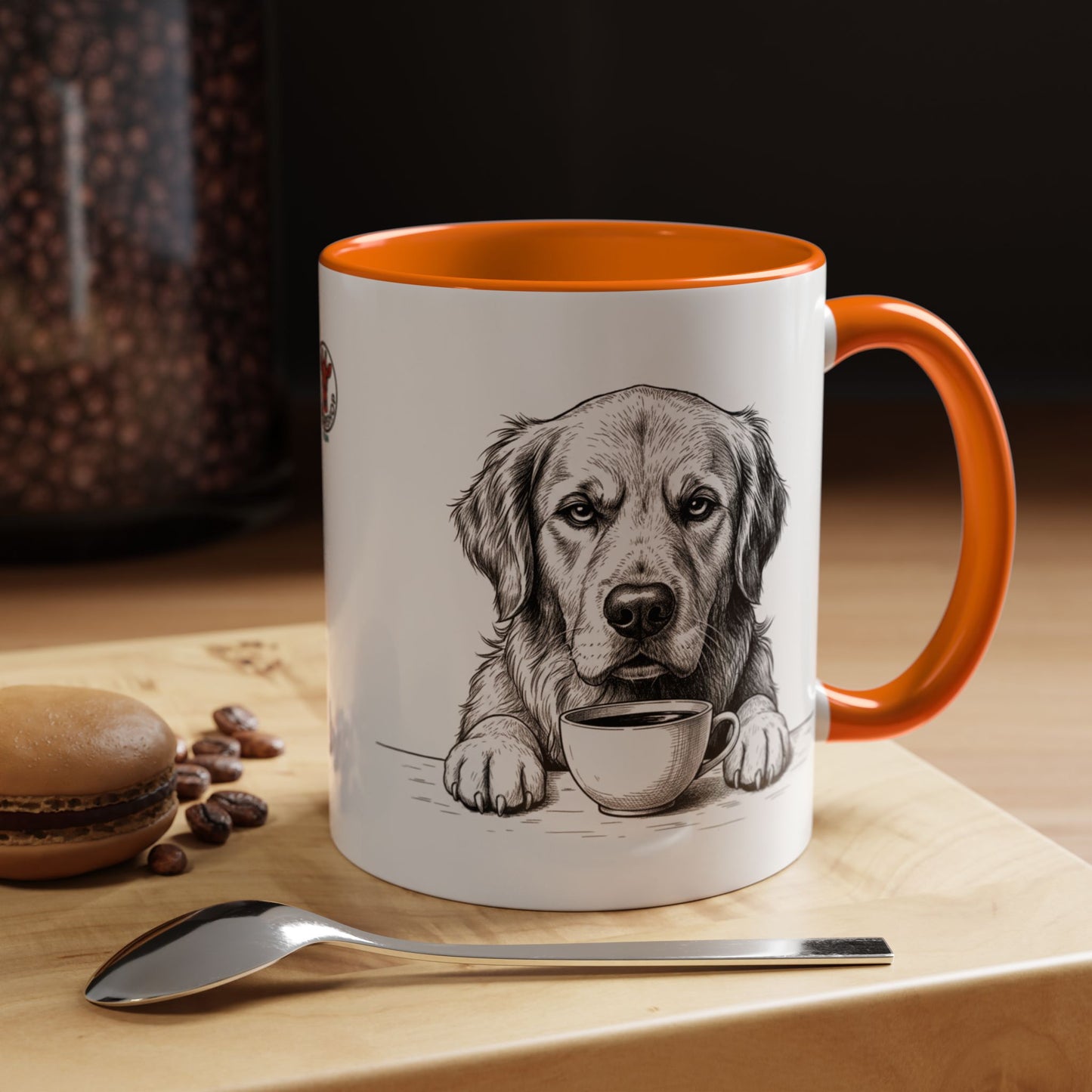 Golden Retriever Coffee Mug — Cute Dog with Coffee Illustration (11/15oz Accent Mug)