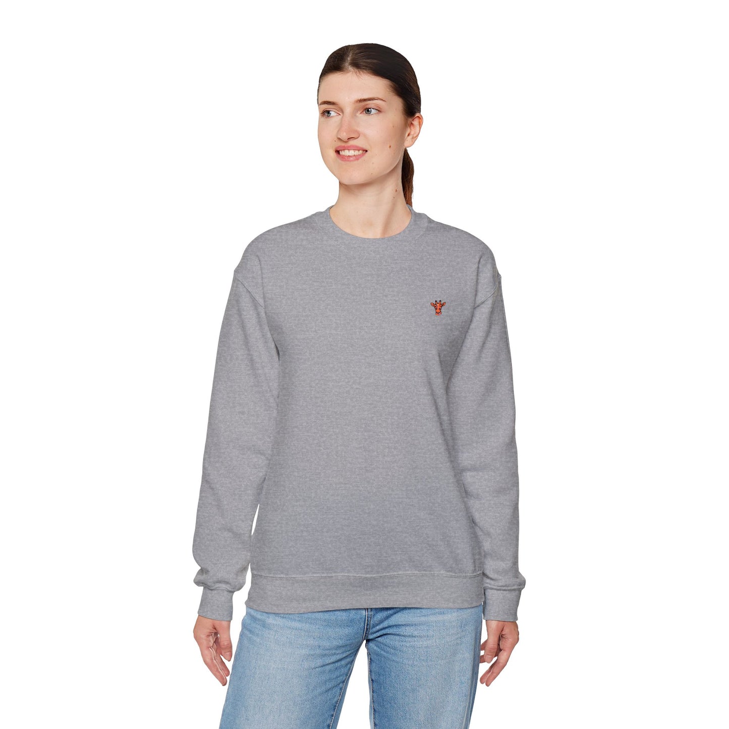 Embroidered Tiny Giraffe Britor classic Crewneck Sweatshirt — Minimal Animal Lover classy Pullover