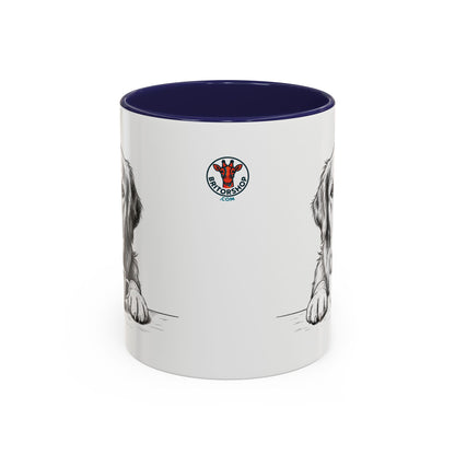 Golden Retriever Coffee Mug — Cute Dog with Coffee Illustration (11/15oz Accent Mug)