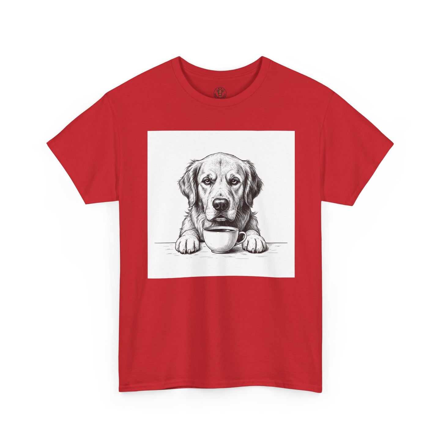 Grumpy Golden Retriever Coffee Club, T-Shirt – Realistic Illustration Tee for Dog Lovers