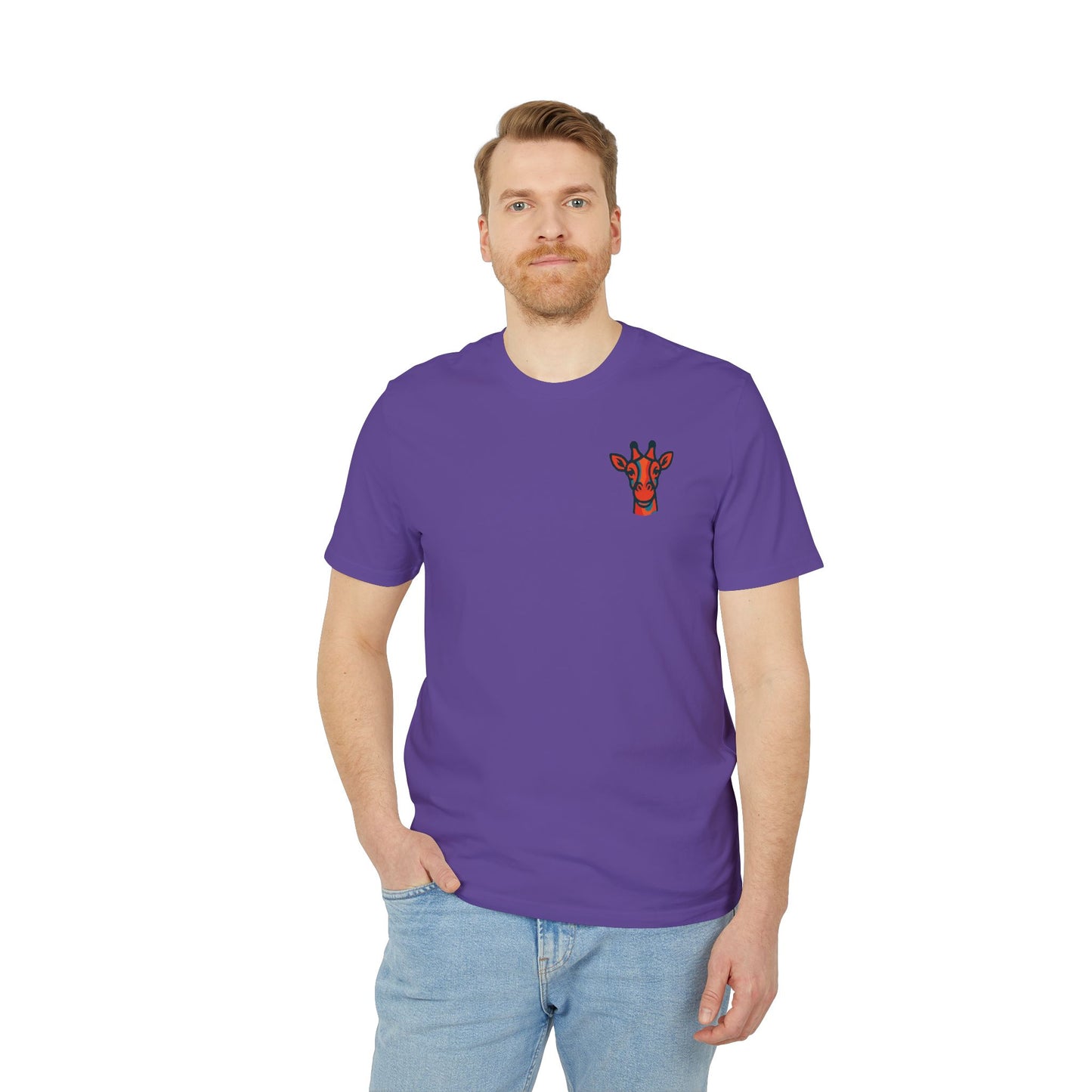Britor classic Giraffe logo Mini Patch T-Shirt — Cute Chest Graphic Tee for Animal Lovers